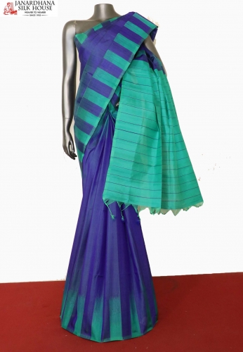 Thread Weave Contrast Handloom Soft Silk Saree-Slubs Weave